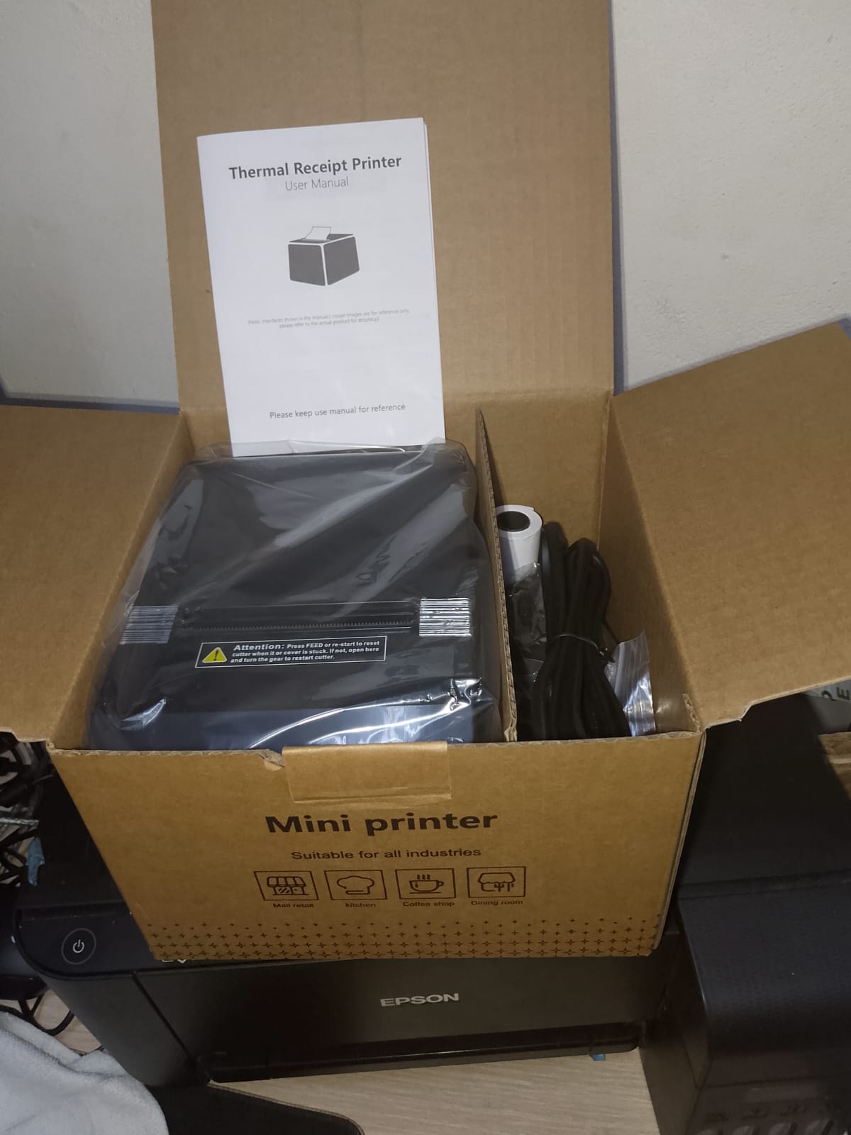Mini printer - Thermal Receipt Printer Model: R80A 80mm USB + LAN Connection with FREE Thermal Roll and Extra connection cables