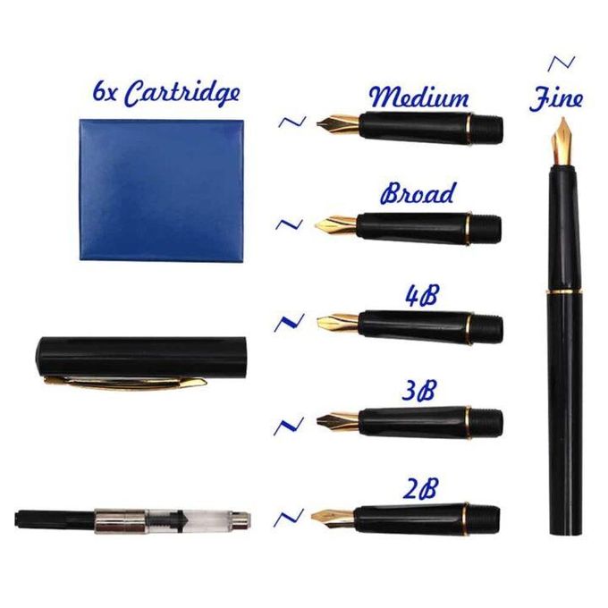 Caligraphy pen set 6 nibs and 6 ink cartridges