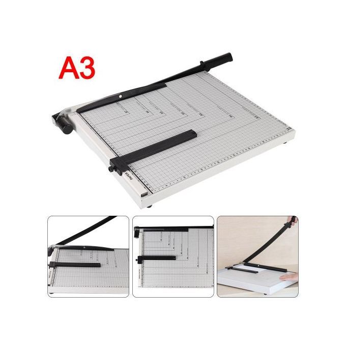 Bright Office Paper Cutter Guillotine Paper Trimmer Machine White- White (A3)