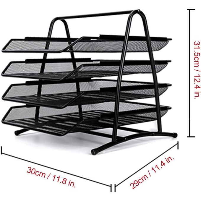 Gem Document Desk Organizer Tray Rack Stand for Office (4 Layer - Metal)