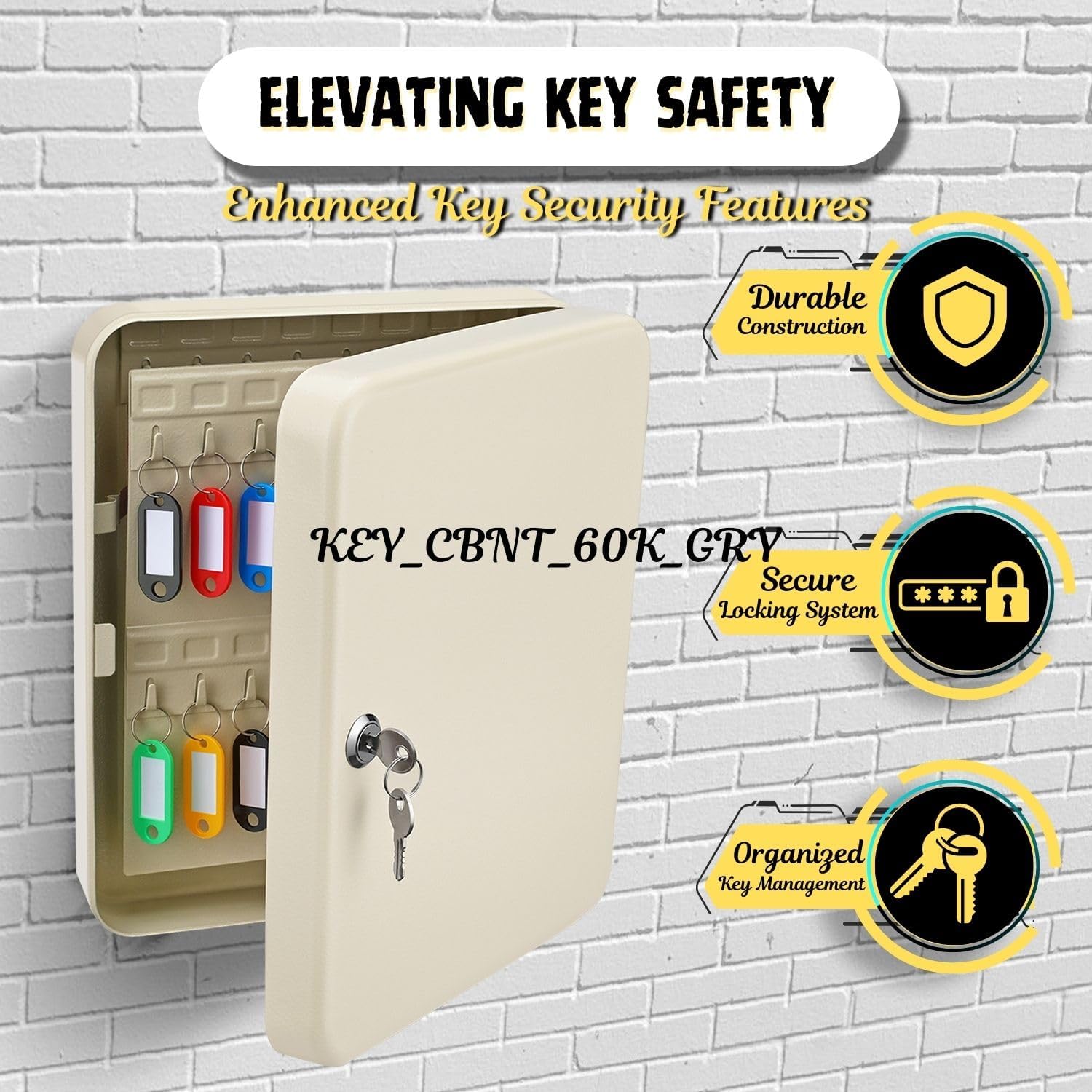 Key Cabinet Key Lock Box Wall Mount with 48 Key Holder Organizer