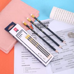 deli EU20000 Graphite Pencil With Non Toxic Pvc Free Eraser 12-Pieces, black