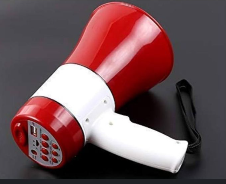 Rechargable Hand Mike Speaker/handheld Lithium Battery Megaphone With A USB Charger And Bluetooth, Space For Memory Card And Can Record A Length Of 240 Second Without Memory Card