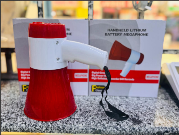 Rechargable Hand Mike Speaker/handheld Lithium Battery Megaphone With A USB Charger And Bluetooth, Space For Memory Card And Can Record A Length Of 240 Second Without Memory Card