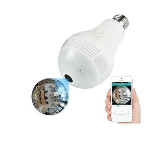Nanny Camera, Panoramic 1080P 360 Degree Night Vision, Wifi Light Bulb Camera..