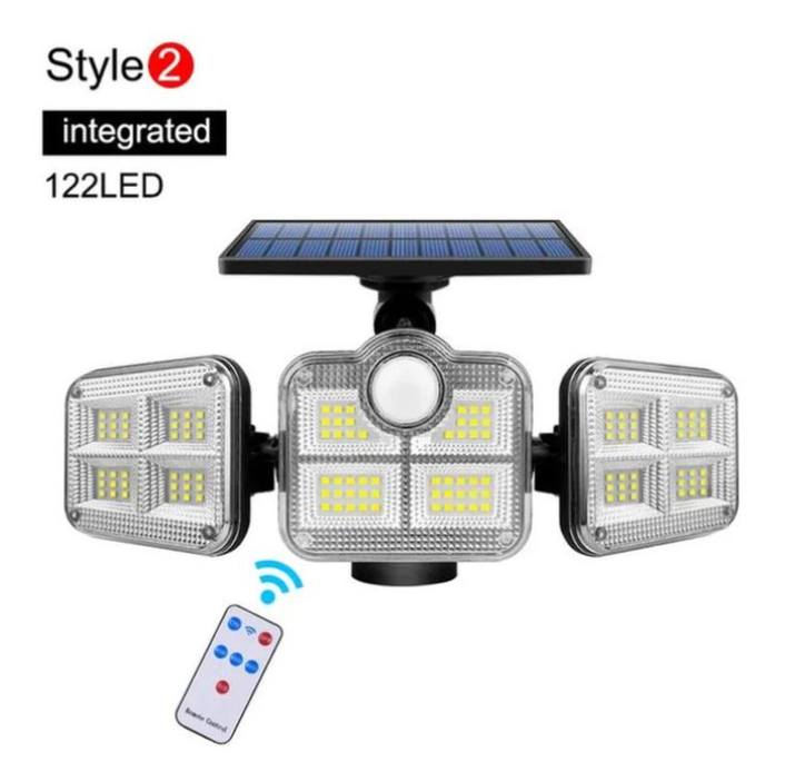 Solar Lamps 3 Head Solar Motion Sensor Light Outdoor Garden Wall Security Flood Lamp 120LEDs