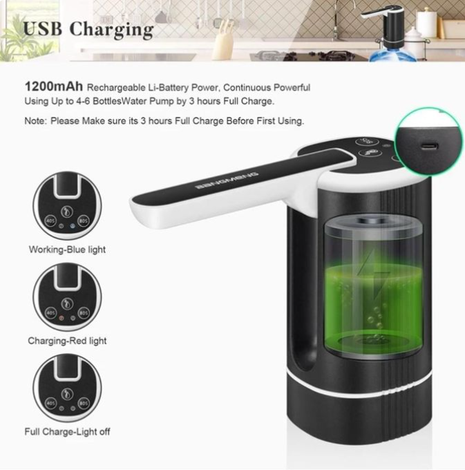 Electric Water Dispenser Pump Automatic Portable USB Charging Drinking Water Pump Water Bottle Dispenser Water Bottle Pump for Home Use and Camping