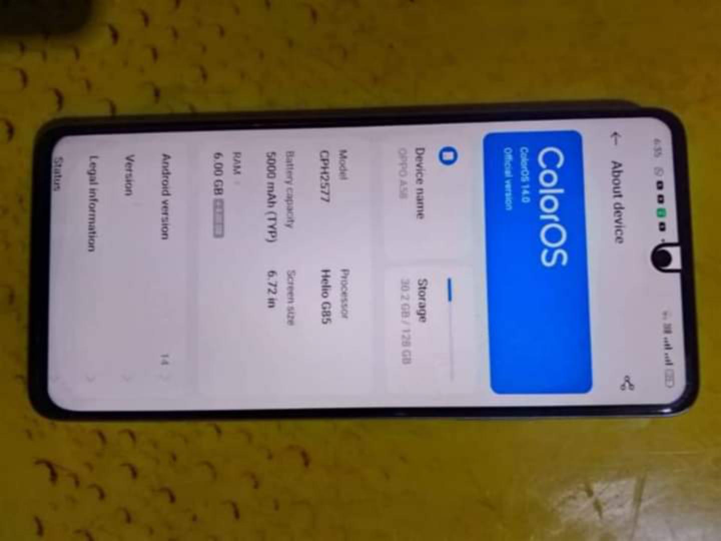 Oppo A58 🚨🔥

• RAM: 6GB, 8GB

• Storage: 128GB

• Battery: 5000 mAh, 33W

• Main Camera: 50MP + 2MP

• Selfie: 8MP

• Display: 6.56 inch, IPS LCD

• Processor: Mediatek G85

• Connectivity: Dual sim