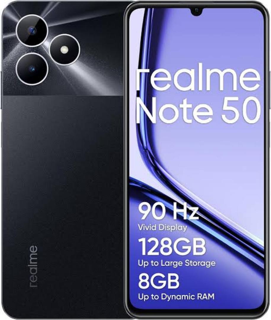 The Realme Note 50 256GB showcases a contemporary design with a sleek finish, often available in vibrant colors. It features a 6.5-inch HD+ display, providing clear visuals and vibrant colors, ideal f