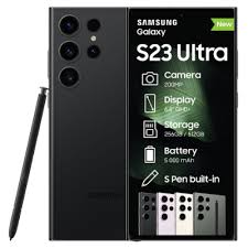 Samsung Galaxy S23 Ultra 12/256GB storage BLACK 6.8-inch Dynamic AMOLED 2X displaySnapdragon 8 Gen    2 processor
Quad-camera system: 108MP Wide, 12MP Ultrawide, 10MP Telephoto, 10MP Periscope Tel