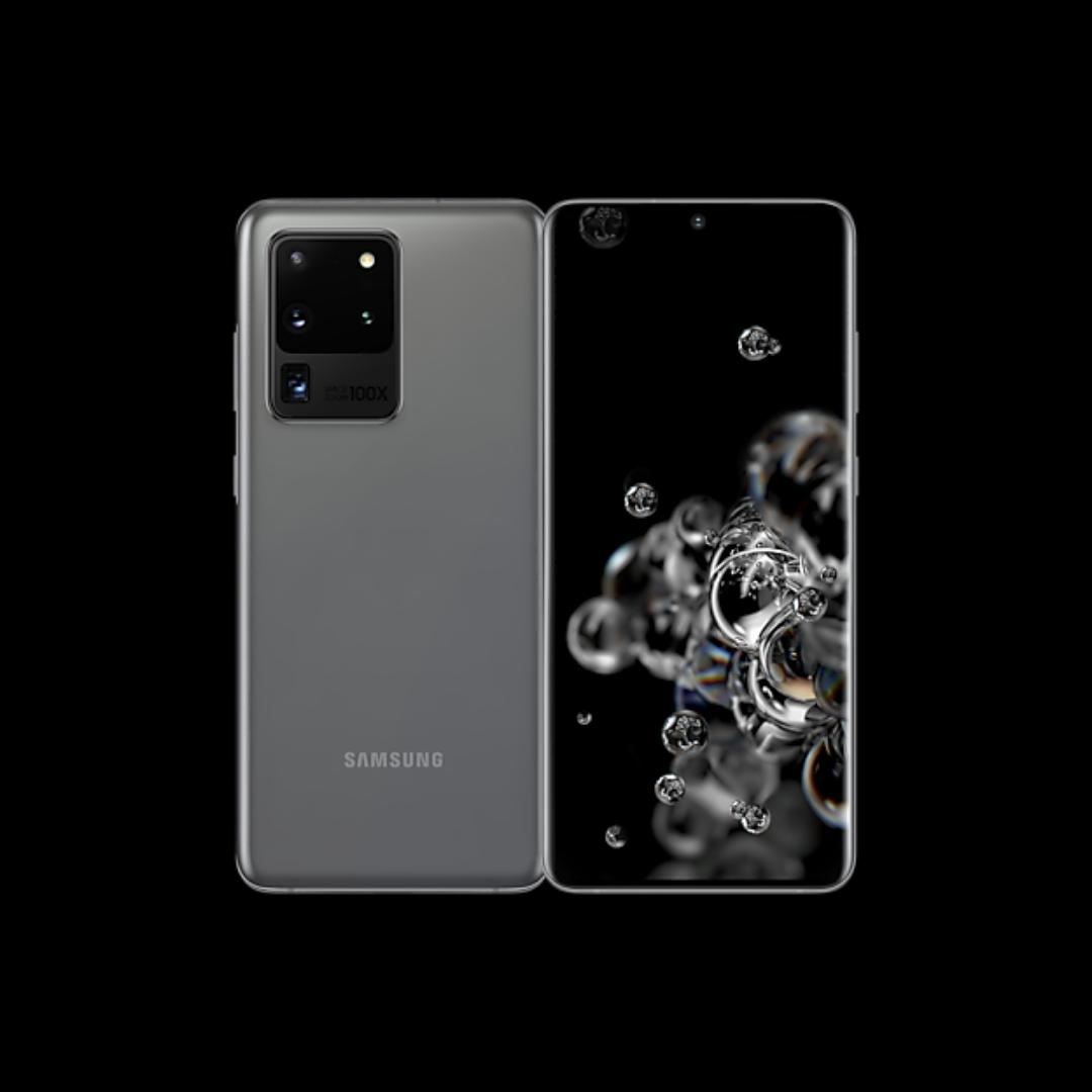 Samsung Galaxy S20 Ultra 12gb /128/256 GB  6.2-inch Dynamic AMOLED 2X display
256GB storage  Snapdragon 8 Gen 1 processor Quad-camera system: 108MP Wide, 12MP Ultrawide, 10MP Telephoto, 10MP Periscope