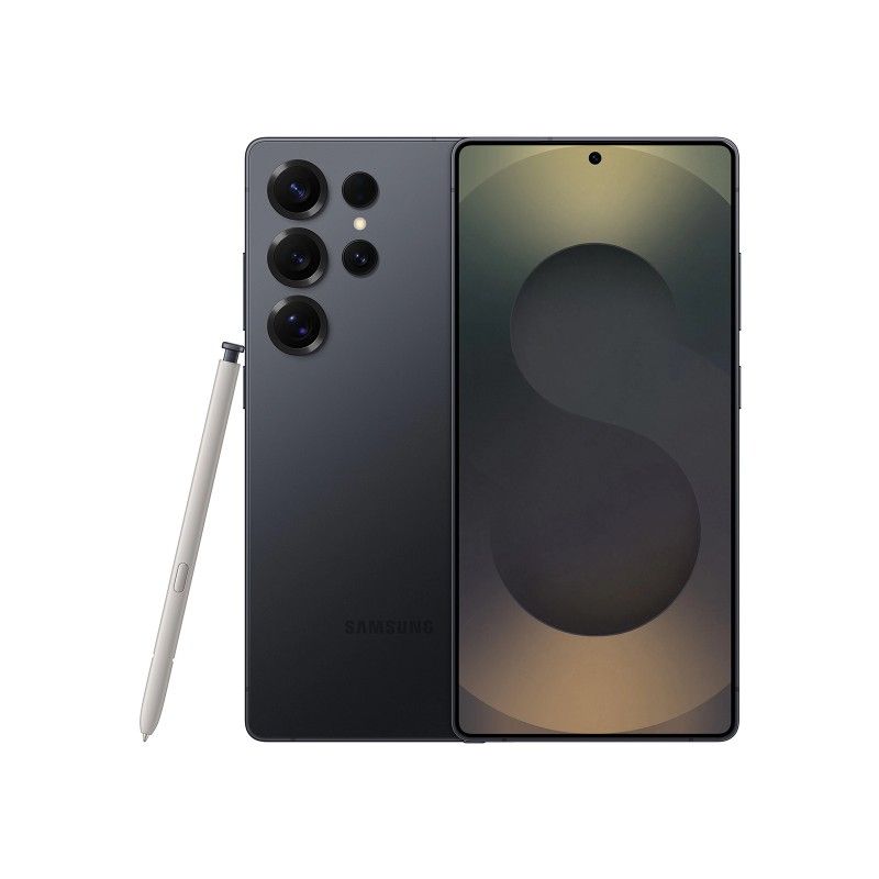 Samsung Galaxy S25 Ultra a 6.9″ QHD+ Dynamic AMOLED 2X 1–120Hz display, a pro quad camera with 200MP wide + 50MP ultrawide + 50MP 5× periscope + 10MP 3× telephoto, and a 12MP selfie.