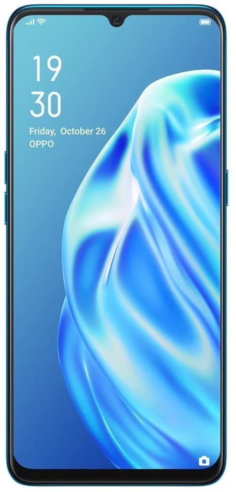 EX -UK Oppo F15  featuring a 6.4-inch AMOLED screen, MediaTek Helio P70 chip, 8GB RAM, 128GB storage, and 48MP quad-camera system with an in-display fingerprint sensor, known for its design