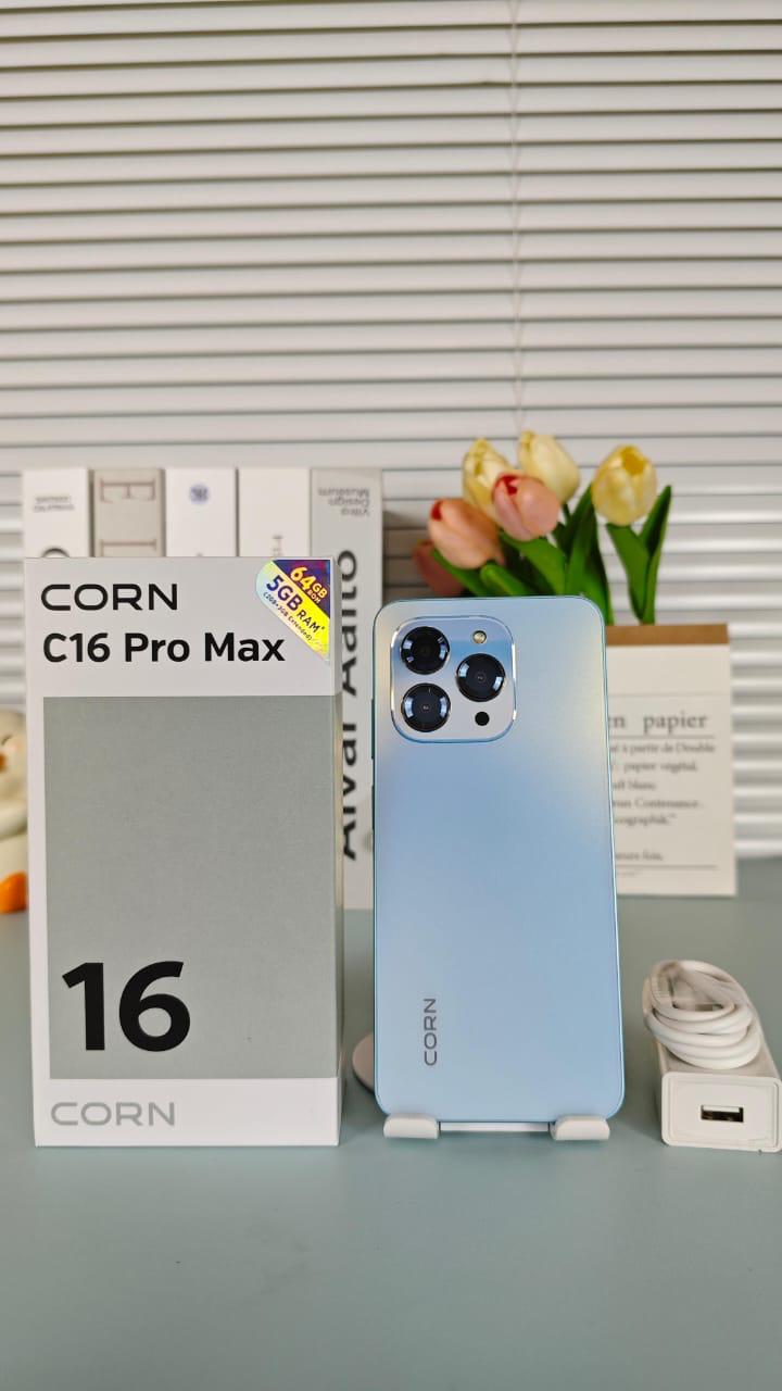 LIMITED TIME DEALS!!!!  BRAND NEW CORN C16 PRO MAX 6.6" STORAGE ROM 64GB RAM 5GB STRONG BATTERY 5000 mAh DOUBLE SIM CARD SMART PHONE ON OFFER FINGERPRINT FACE Corn C16 Pro Max 64GB+5(2+3Extended ) Ram