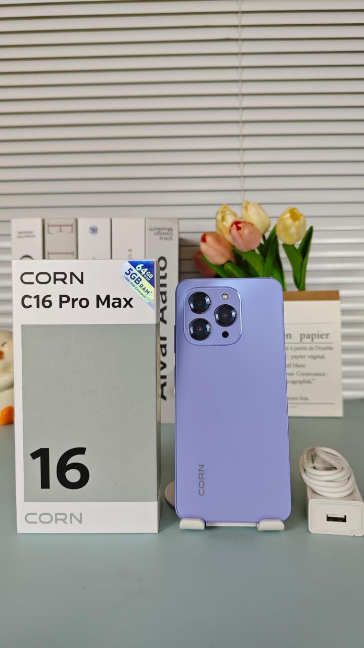 LIMITED TIME DEALS!!!!  BRAND NEW CORN C16 PRO MAX 6.6" STORAGE ROM 64GB RAM 5GB STRONG BATTERY 5000 mAh DOUBLE SIM CARD SMART PHONE ON OFFER FINGERPRINT FACE Corn C16 Pro Max 64GB+5(2+3Extended ) Ram