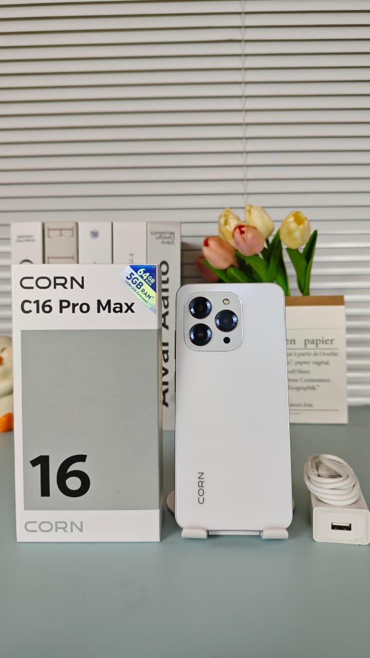 LIMITED TIME DEALS!!!!  BRAND NEW CORN C16 PRO MAX 6.6" STORAGE ROM 64GB RAM 5GB STRONG BATTERY 5000 mAh DOUBLE SIM CARD SMART PHONE ON OFFER FINGERPRINT FACE Corn C16 Pro Max 64GB+5(2+3Extended ) Ram