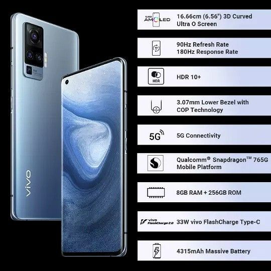 EX UK The vivo X50 Pro+ is a flagship smartphone 256 + 12GB Main Sensor: 50MP Samsung ISOCELL GN1 sensor (1/1.31-inch) with f/1.9 aperture and Optical Image Stabilization (OIS).
Periscope: 13MP sensor