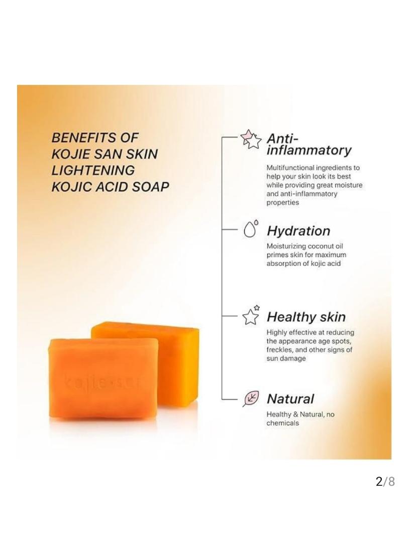 Kojie San ORIGINAL Skin Lightening Soap -Classic Kojic Acid Soap for Dark Spots, Hyperpigmentation, Whitening & Scars - Beauty Bar with Coconut & Tea Tree Oil for Fair skin