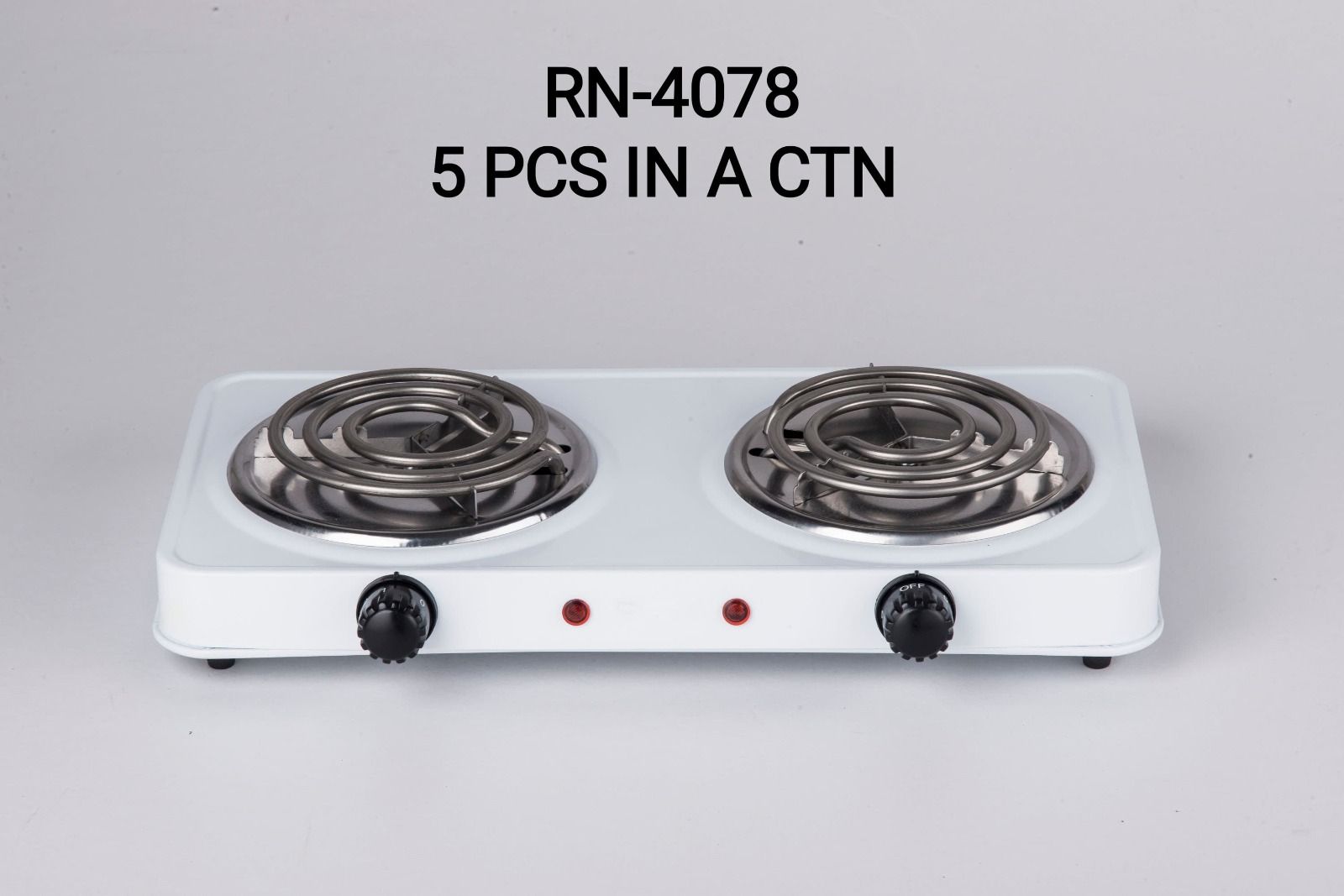 Rashnik double coil hot plate electric cooker.
Key Features
Powerful for faster heating
Spiral burner spreads heat
Chrome drip pans
Adjustable temperature control
Power ready on light
Easy to clean