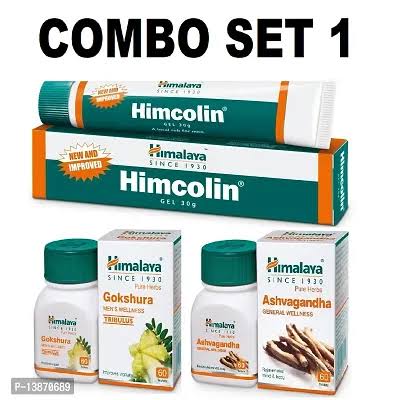 3PCS HIMALAYA HIMCOLIN GEL + GOKSHURA + ASHVAGANDHA COMBO SET 1 view 2