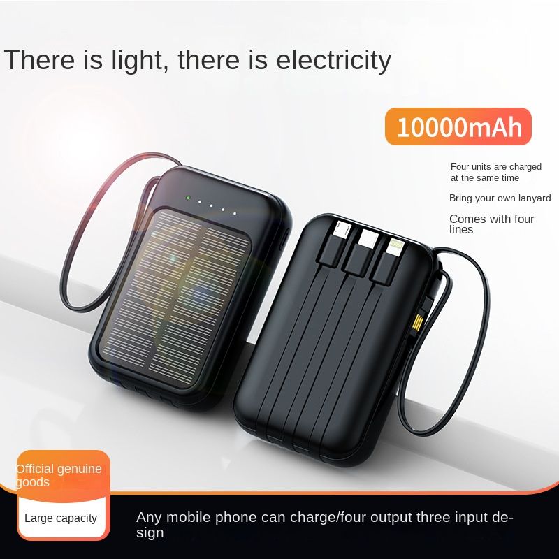 Best Price For Solar Power Bank With Built In Cables Shared Four Cables Large Capacity Of