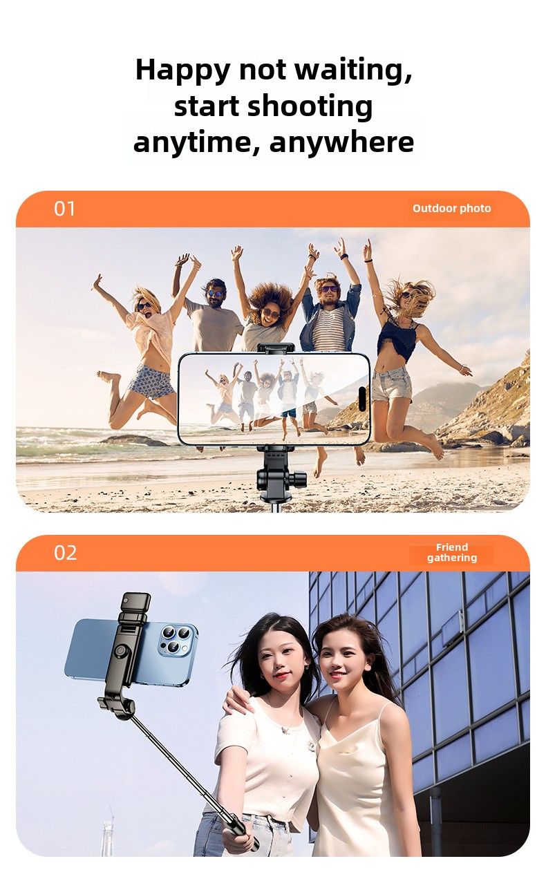 Mini Selfie Stick Tripod - The Portable Photography Wonder for Travel! Ideal for taking amazing selfies, shooting vlogs, and live streaming on your phone. Equipped with Bluetooth for effortless shooti