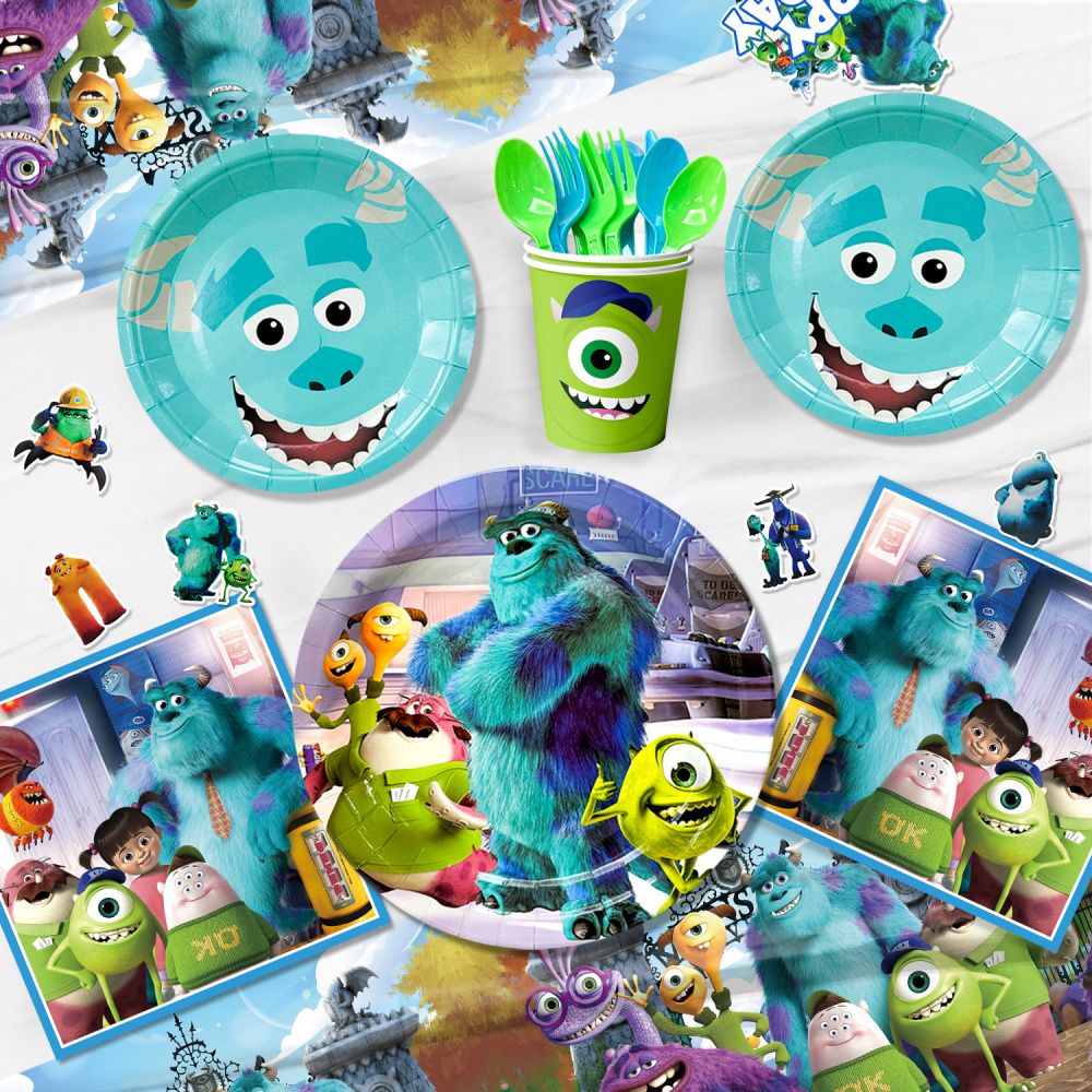 Monsters Inc Birthday Decorations,114pcs Monster Inc Party Decorations & Tableware Set- Monsters Inc Party Supplies Plates,Monster Inc Balloons Banner Backdrop etc Monster Inc Birthday Party Supplies