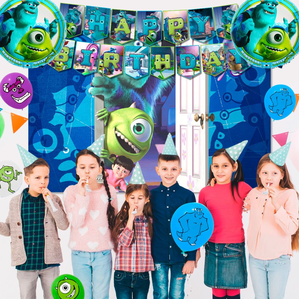 Monsters Inc Birthday Decorations,114pcs Monster Inc Party Decorations & Tableware Set- Monsters Inc Party Supplies Plates,Monster Inc Balloons Banner Backdrop etc Monster Inc Birthday Party Supplies