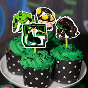 Ben-10 Themed Birthday Party Supplies,163pcs Cartoon 10 Party Decorations & Tableware Set - Cartoon Decorations Banner Balloons Plates Napkins Cups Tablecloth Cake Topper etc Cartoon Party Supplies