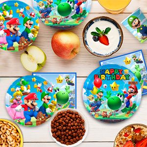 Super Mario Birthday Party Supplies, 161pcs Super Mario Party Decorations Tableware Set - Mario Plates and Napkins Cups & Super Mario Tablecloth etc Mario Bross Party Supply for Boys/Girls Kids