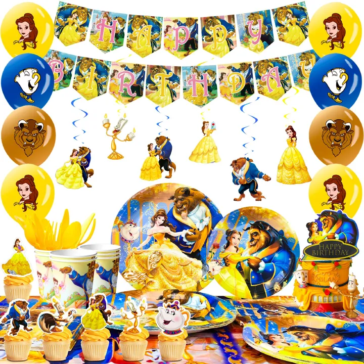 Beauty and the Beast Party Decorations,117pcs Beauty and the Beast Birthday Decorations&Party Tableware Set,Beauty and the Beast Decorations Balloons Banner, Beauty and the Beast Party Supplies etc