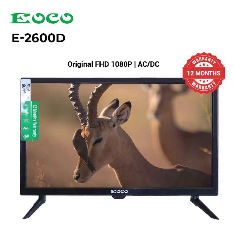 EOCO E-2600 Digital AC/DC TV Original 1080P Energy Saving Televison with 12 Months Warranty