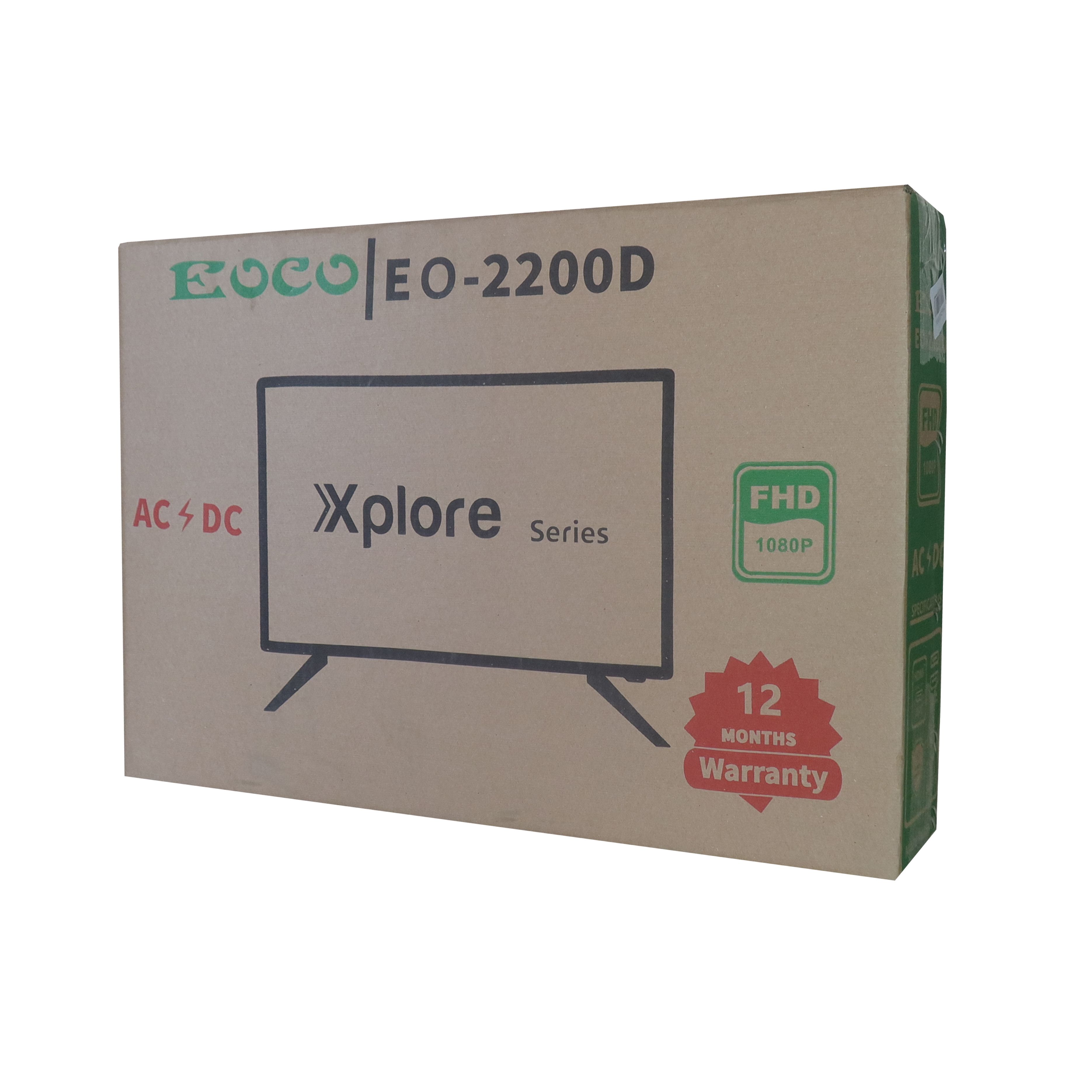 EOCO 22 inch Digital TV AC/DC(E-2200D)Original 1080P Energy Saving Televison with 12 Months Warranty