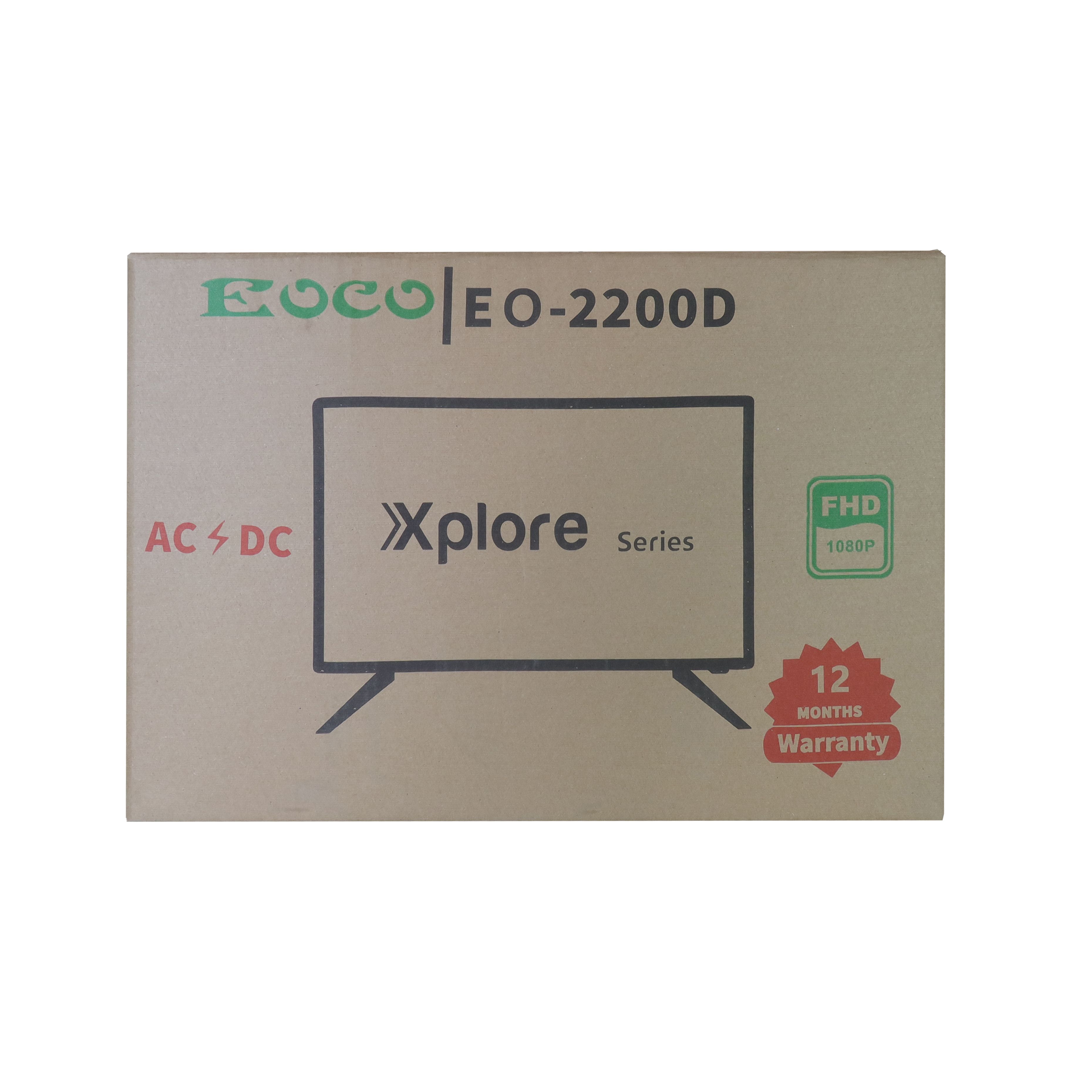 EOCO 22 inch Digital TV AC/DC(E-2200D)Original 1080P Energy Saving Televison with 12 Months Warranty