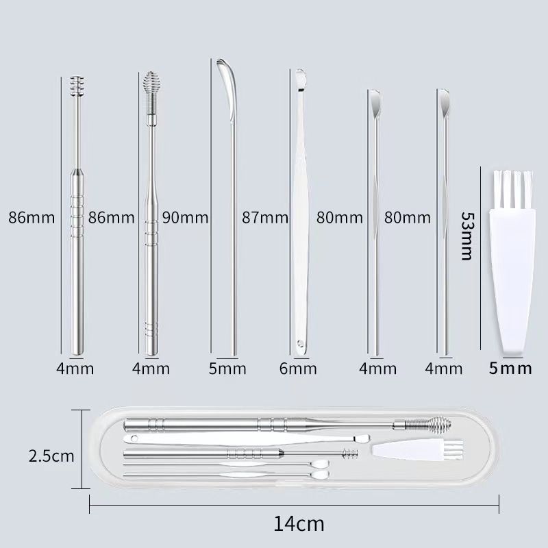 7PCS/Set Ear Pick Earwax Removal Kit, Ear Cleansing Tool Set, Ear Curette Ear Wax Remover Tool with Cleaning Brush and Box