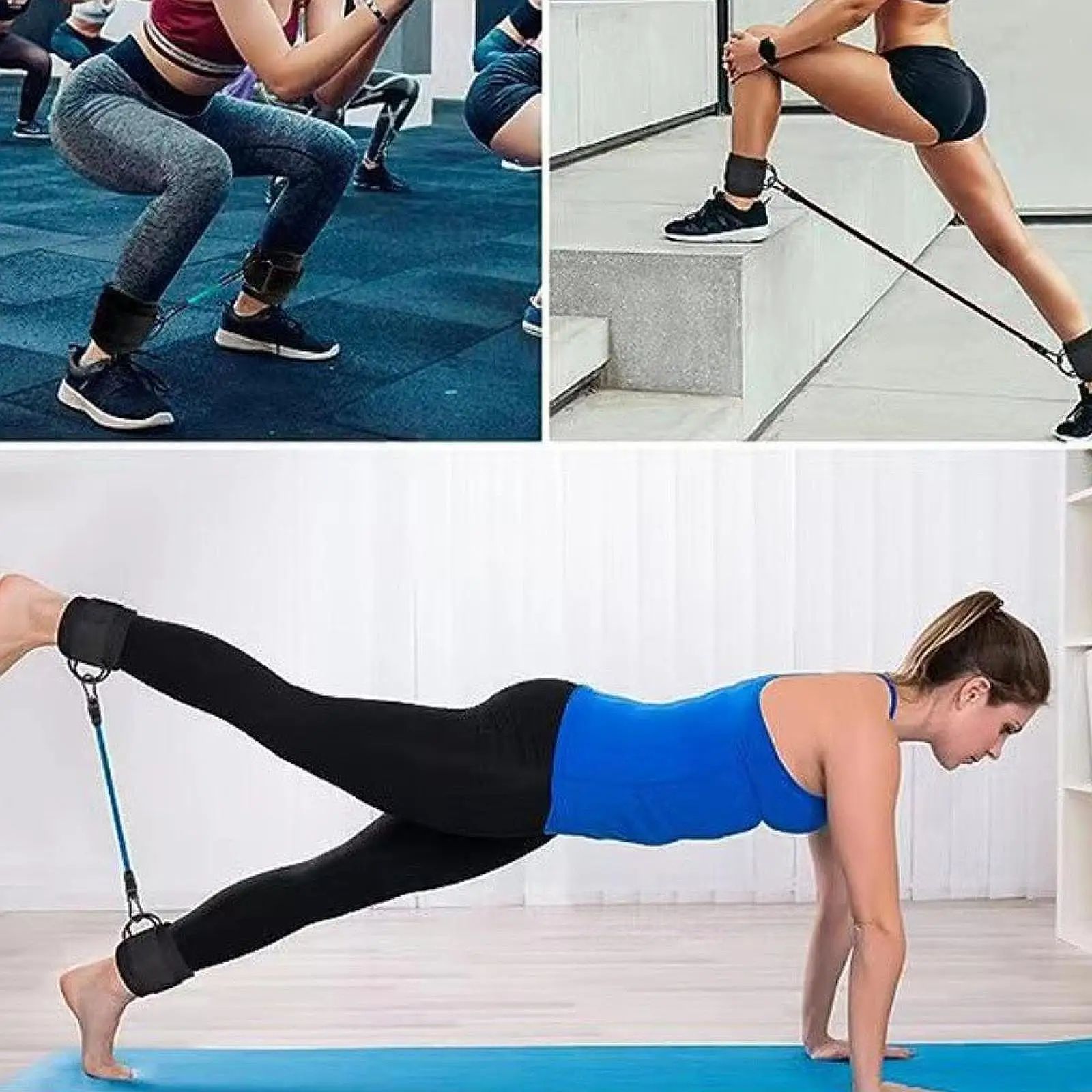 3x Ankle Resistance Bands, Workout Resistance Bands, Exercise Bands, Leg Resistance Bands with Ankle Cuffs for Glute Training