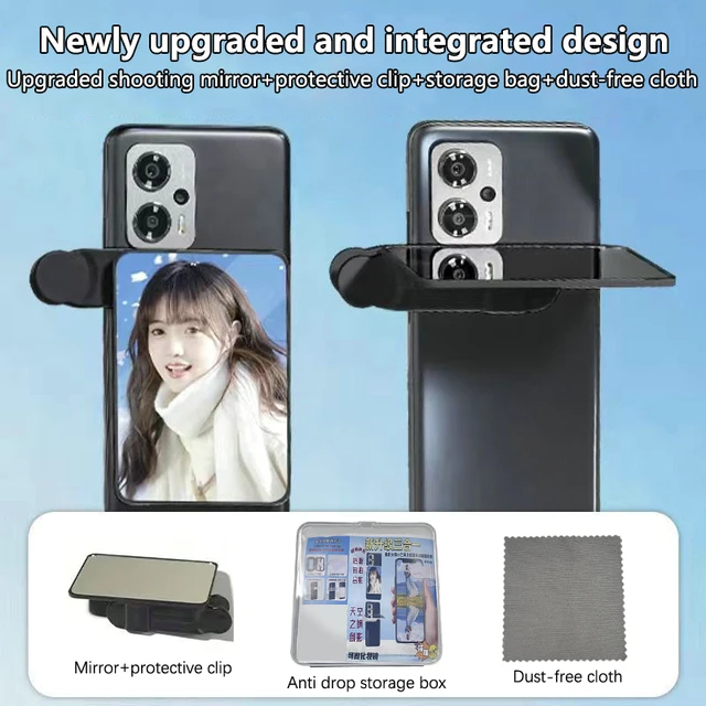 Adjustable Sky Mirror 2-in-1 Phone Rear Selfie Mirror Shooting Clip Outdoor Travel Phone Shooting Reflector Shooting Supplies