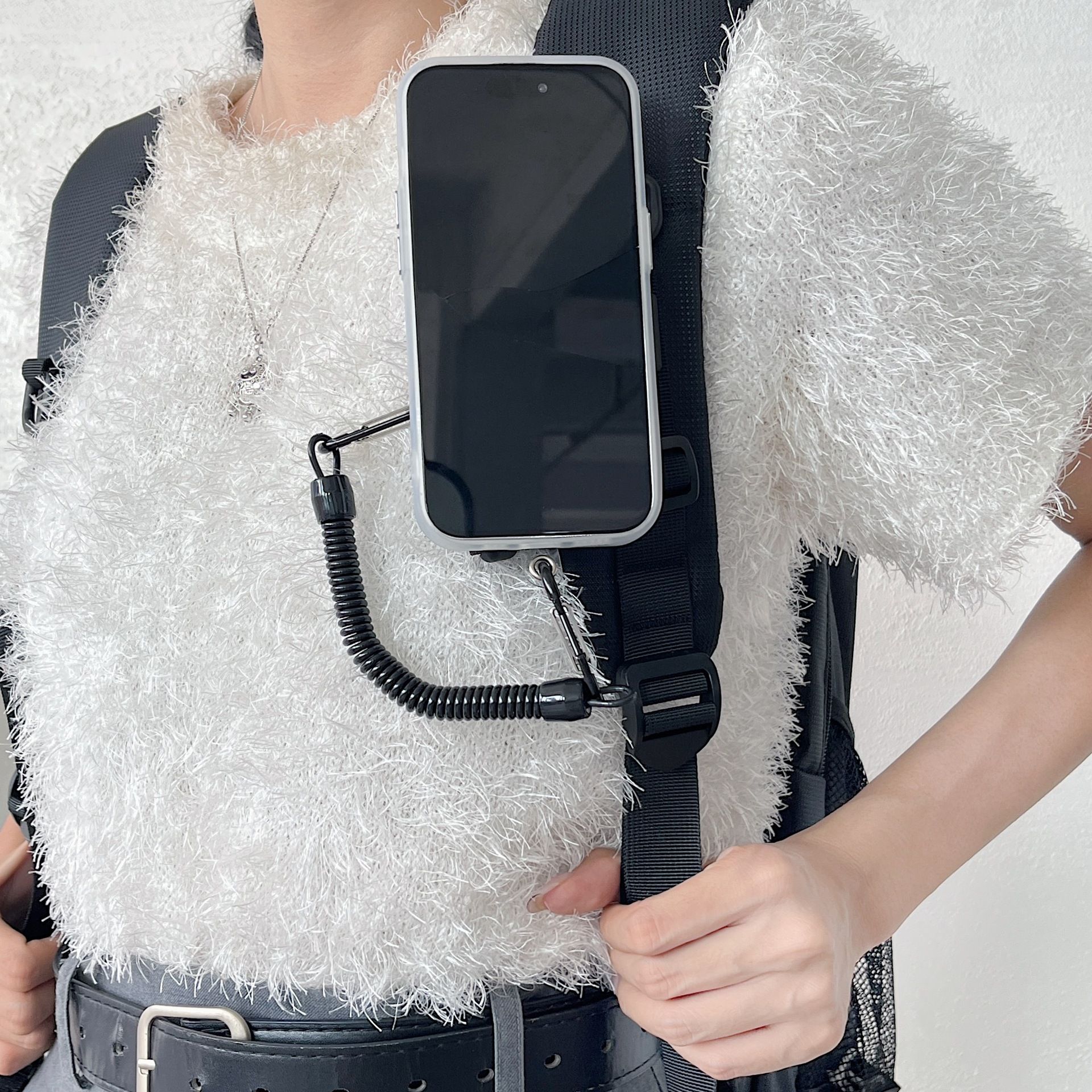 Free Hands Magnetic Belt Clip Holder Mobile Phone Holder Backpack Clip Metal Hook Spring Rope for Magsafe IPhone Accessories