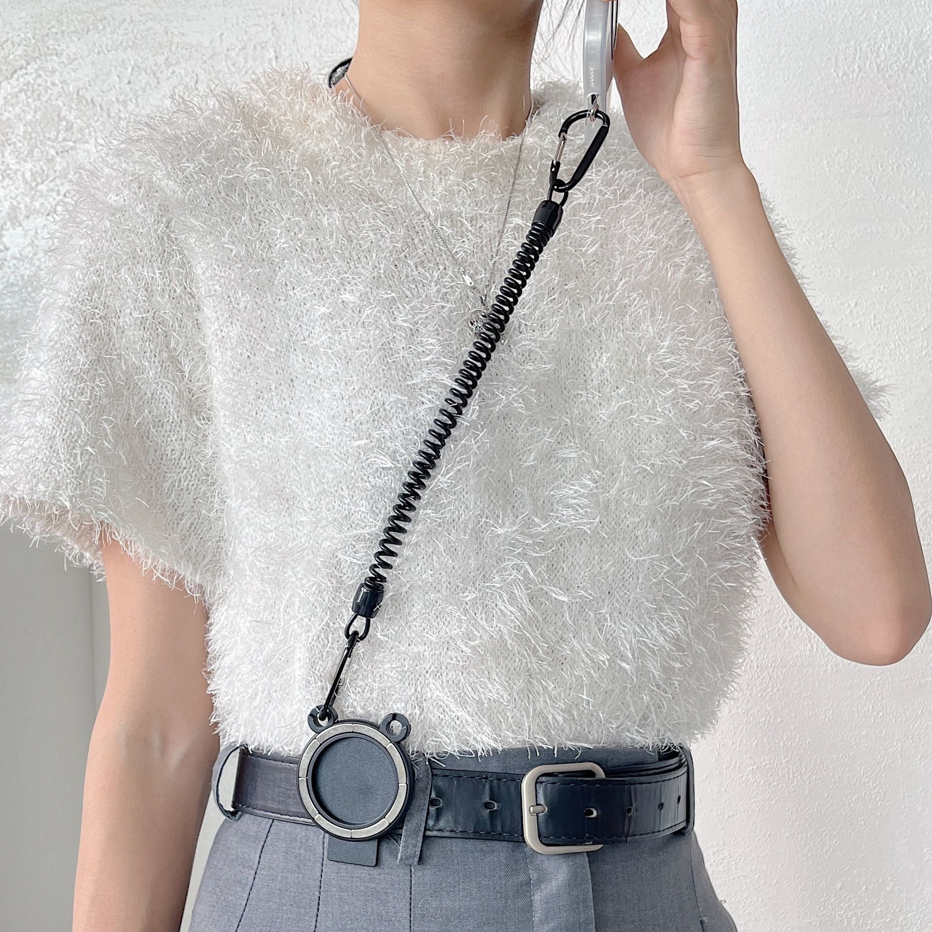 Free Hands Magnetic Belt Clip Holder Mobile Phone Holder Backpack Clip Metal Hook Spring Rope for Magsafe IPhone Accessories