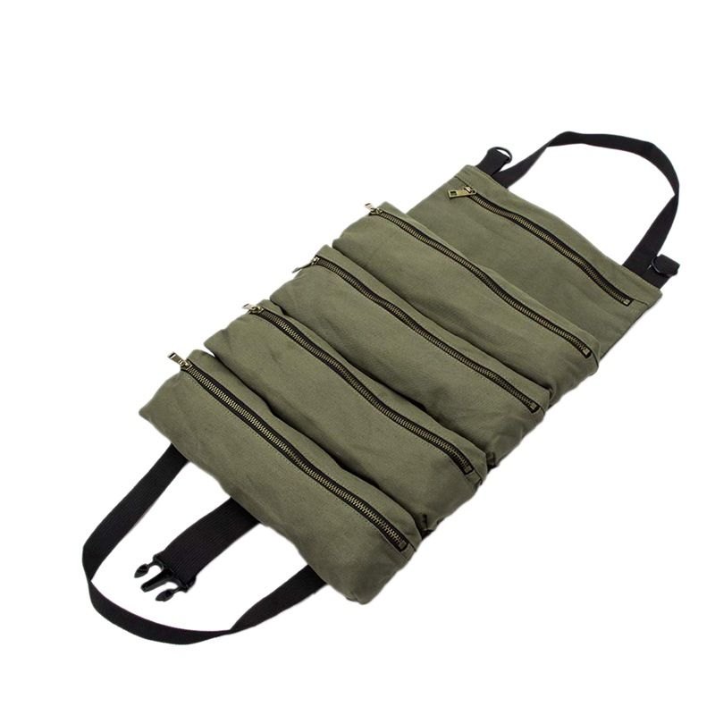 Tool Roll,Multi-Purpose Roll Up Tool Bag,Wrench Roll,Canvas Tool Organizer Bucket,Car First Aid Kit Wrap Roll Storage Case