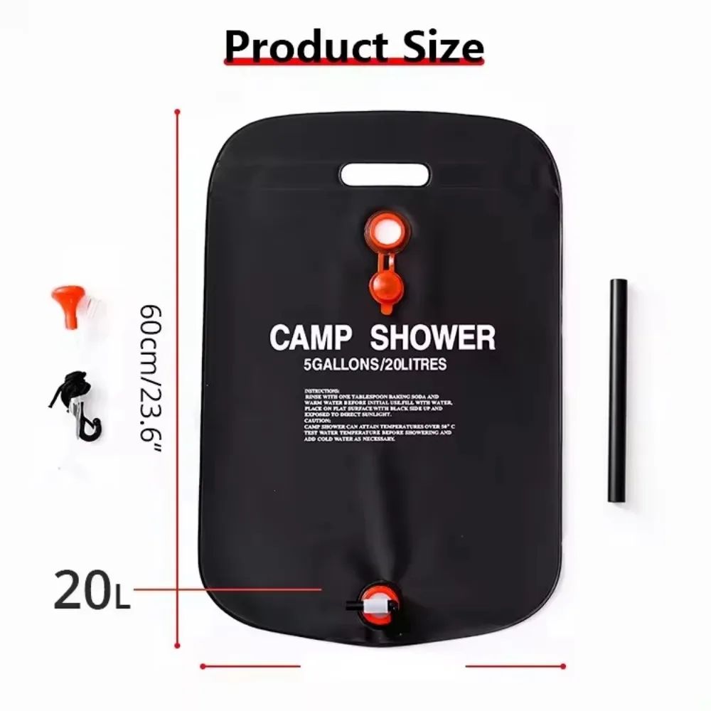 20L Portable Camping Shower Bag Solar Heating Camping Shower Bag Camping Water Bag for Camping Beach Swimming Outdoor Traveling