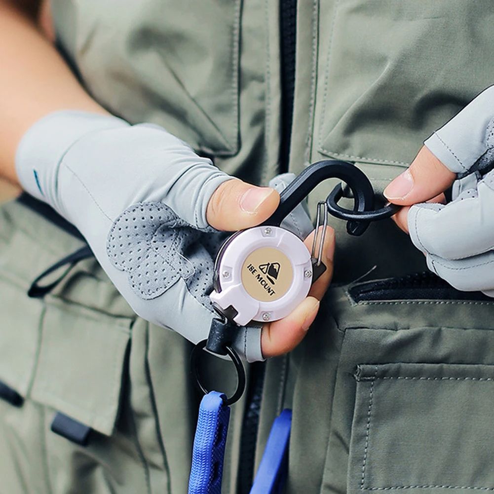 Portable Retractable Tether Camping Carabiner Spring Elastic Rope Anti-lost Phone Keychain Hold Multiple Tools Outdoor
