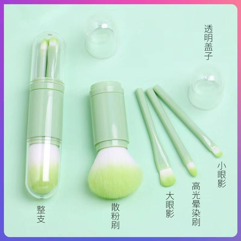 Travel Makeup Brushes Set Portable Mini Cosmetic Brush with Mirror Case Powder Blending Eyeshadow Brush Beauty Make Up Tool view 2