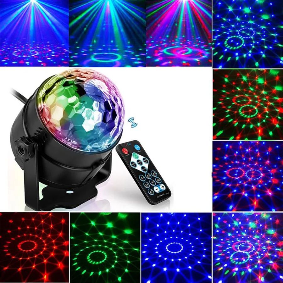 USB Disco Ball Light RGB Colors Changing DJ Stage Lamp Projector Rotating Star Party Night Light For Home Kids Birthday Decor