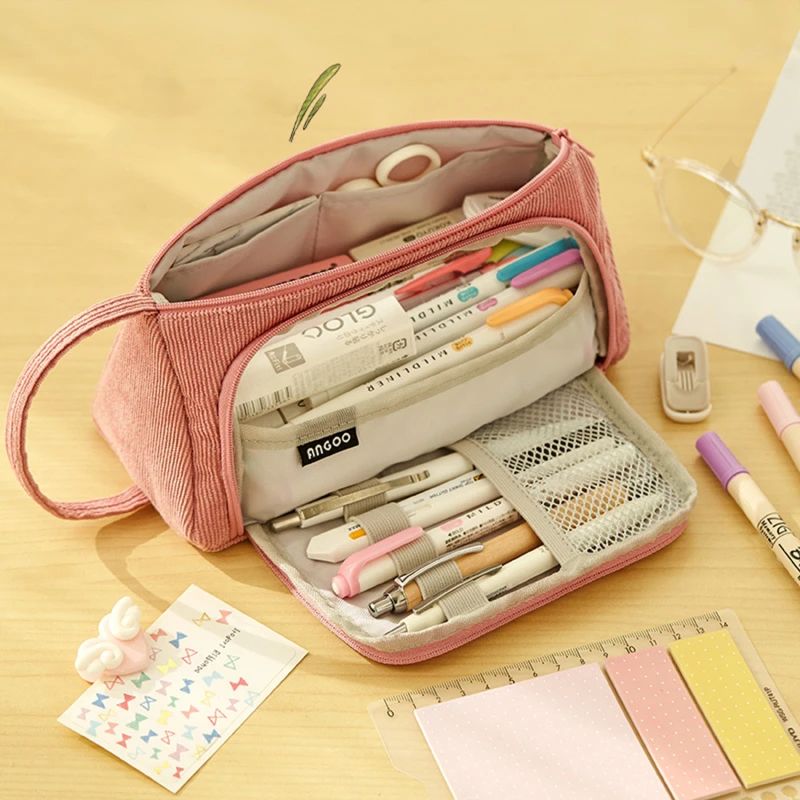 Korean pencil case ins Japanese simple female large-capacity stationery box girl pencil case stationery bag high-end sense net red stationery bag
