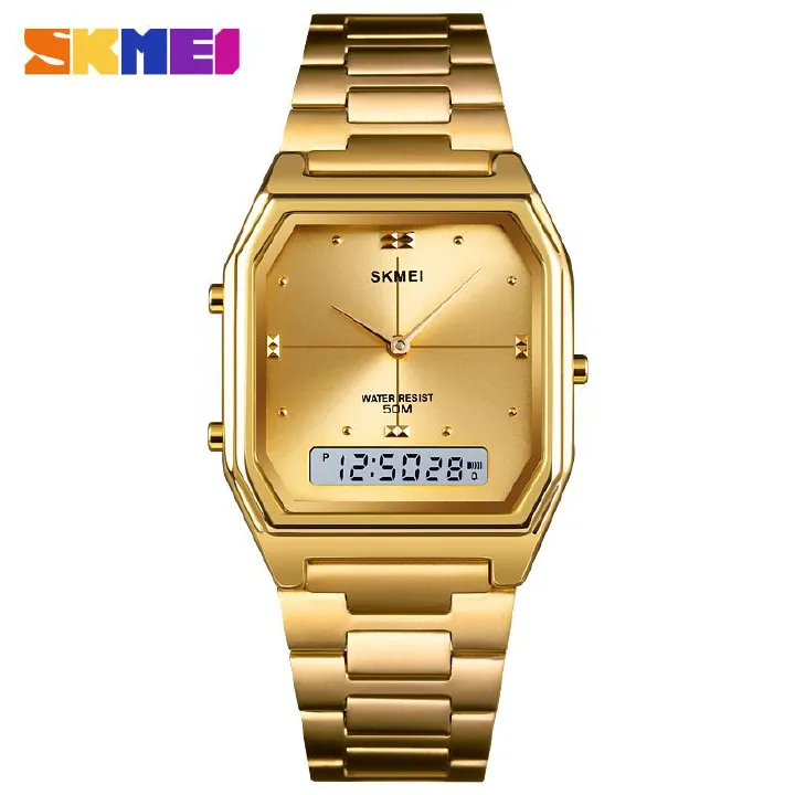 SKMEI Men Watches Fashion Sports Watch Stainless Steel Strap Waterproof Quartz Watches Digital Business Watches