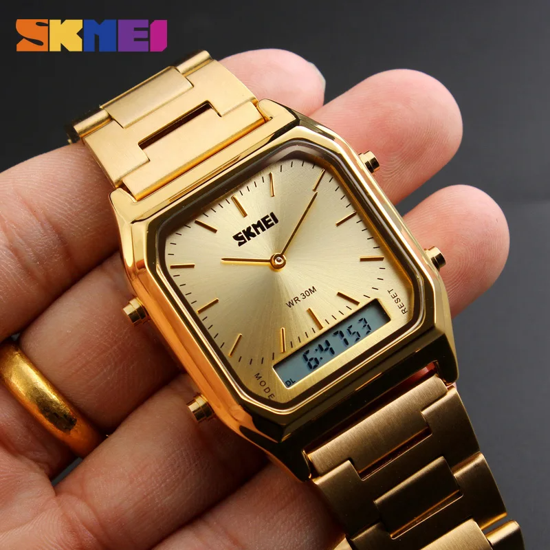 SKMEI Men Watches Fashion Sports Watch Stainless Steel Strap Waterproof Quartz Watches Digital Business Watches