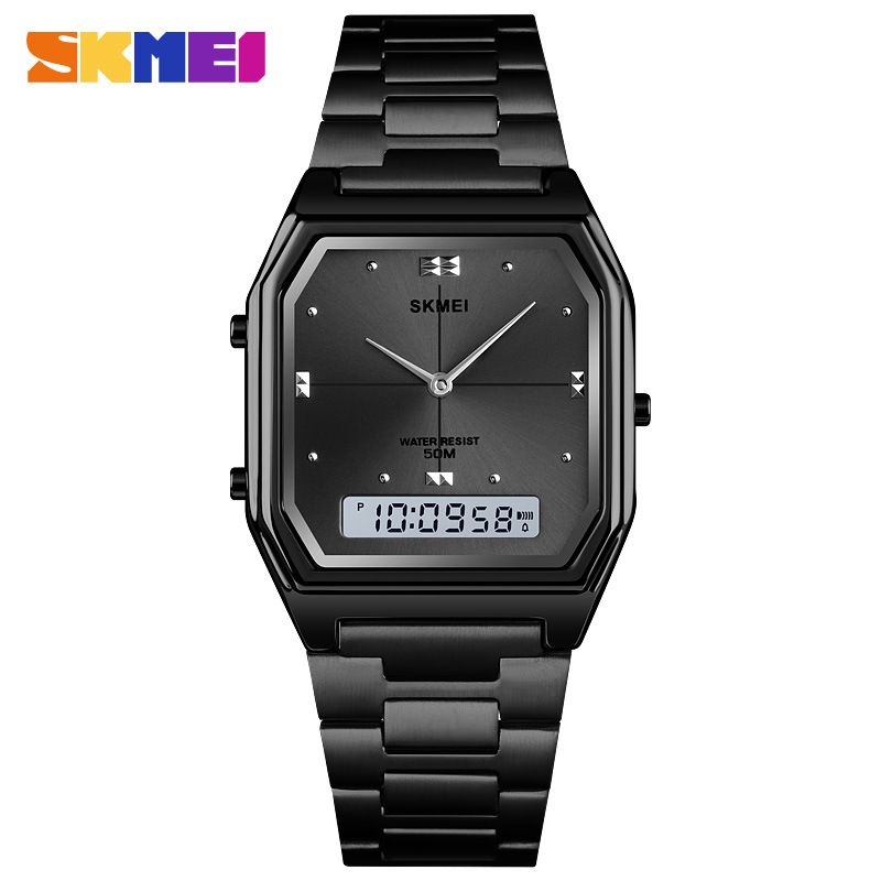 SKMEI Men Watches Fashion Sports Watch Stainless Steel Strap Waterproof Quartz Watches Digital Business Watches