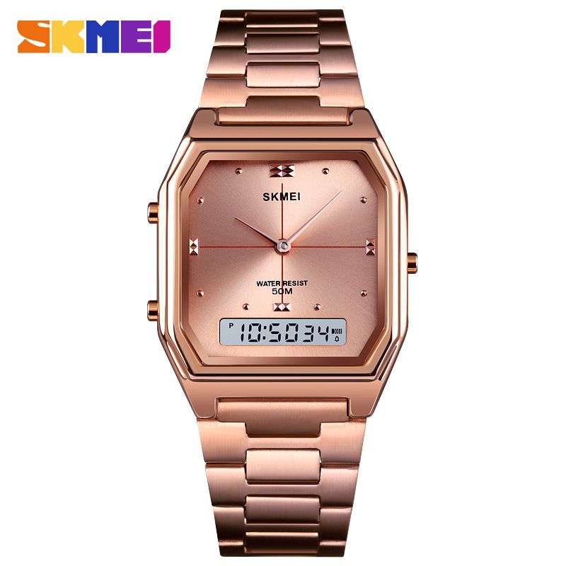 SKMEI Men Watches Fashion Sports Watch Stainless Steel Strap Waterproof Quartz Watches Digital Business Watches