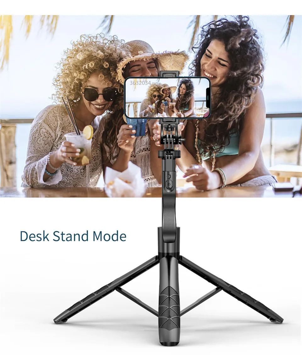 New Arrival 1.5M Wireless Selfie Stick Tripod Stand Foldable Monopod for Gopro Action Cameras Smartphones Balance Steady Shooting Live